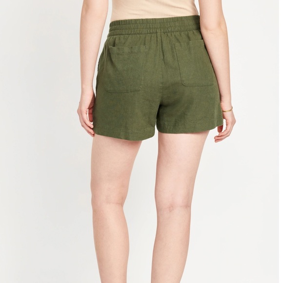 NWT OLD NAVY High-Waisted Linen-Blend Pull-On Shorts -- 3.5-inch insea OLIVE M - Picture 4 of 5